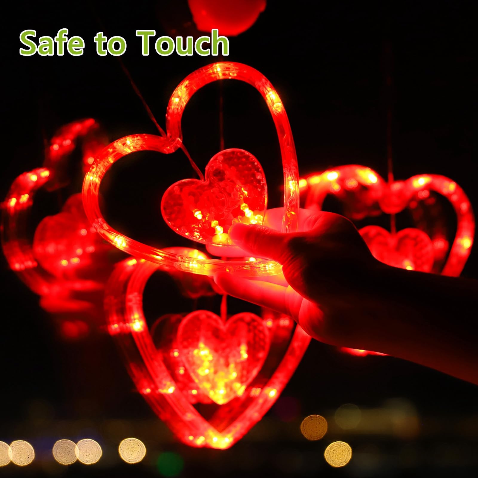Guirlande Lumineuse Cœur LED USB - Décoration Romantique Pour Chambre, Saint-Valentin, Mariage - Rouge, Ambiance Chaleureuse - 9