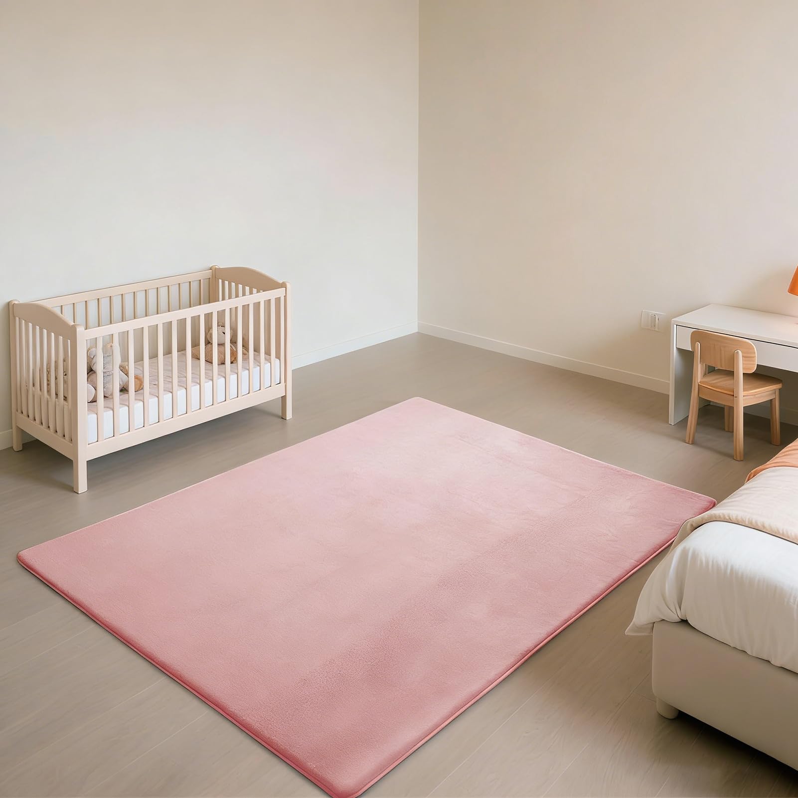 Tappetino per Gattonare per Bambini, Grande Tappeto 80 x 180 cm Rosa, Morbido Velluto Corallo, Tappeto per Soggiorno, Camera da Letto, Tappetino Yoga Tatami Antiscivolo