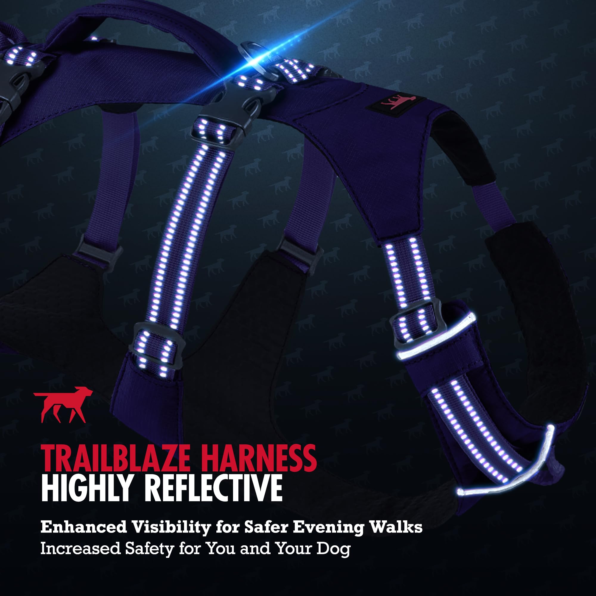 Tuff Pupper TrailBlaze - Arnés para perro, ligero, ajustable, sin tirones, equipo multifuncional para mascotas, resistente, duradero, transpirable, ajuste cómodo y seguro, arnés de seguridad de manejo