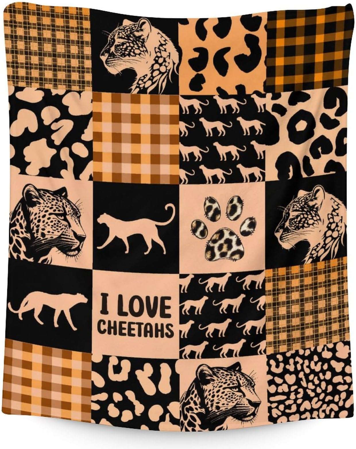 Cheetah Throw Blanket - 40x50 Inches Crib Size Blanket for Kids - Soft Fuzzy Blankets for Bed, Couch, Travel - White Cute Fluffy Throws Gifts