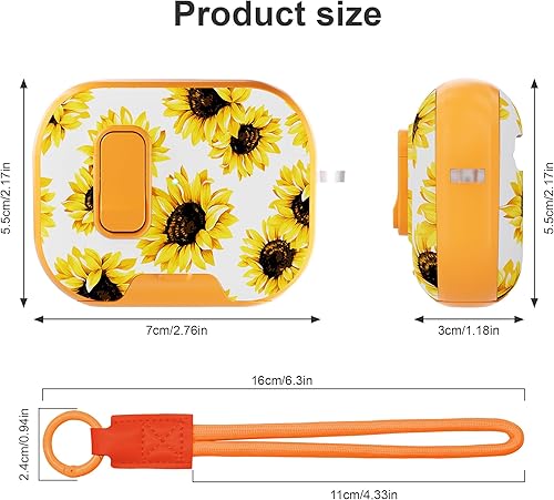 Miniatura 5 de Funda protectora para AirPods Pro de 3 generación con clip de bloqueo seguro  Girasoles de sol  Funda rígida de estilo femenino con kit de limpieza