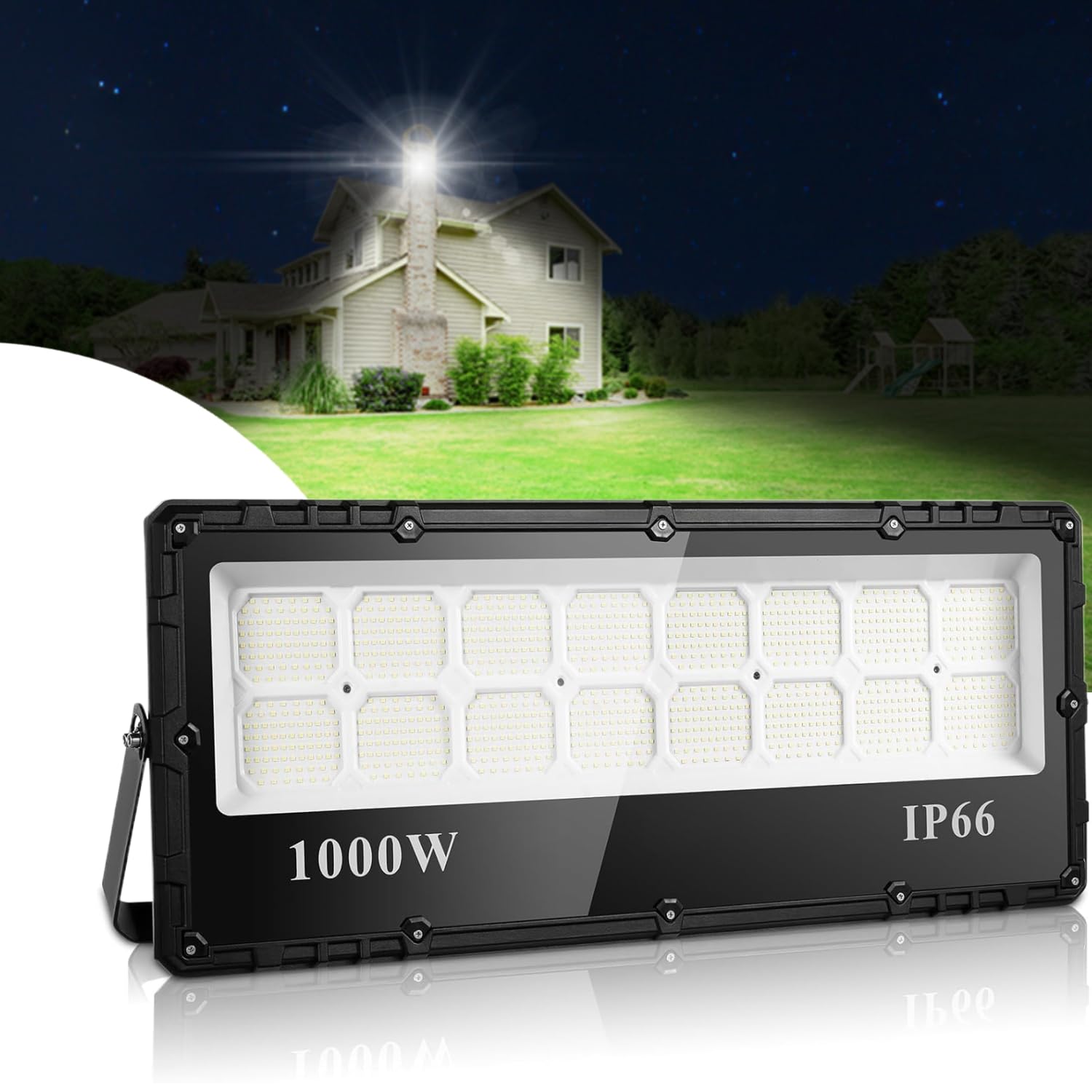 1000W LED Strahler Außen | Scheinwerfer 6500K Kaltweiß IP66 Wasserdicht Außenstrahler Fluter für Garten Sportplatz