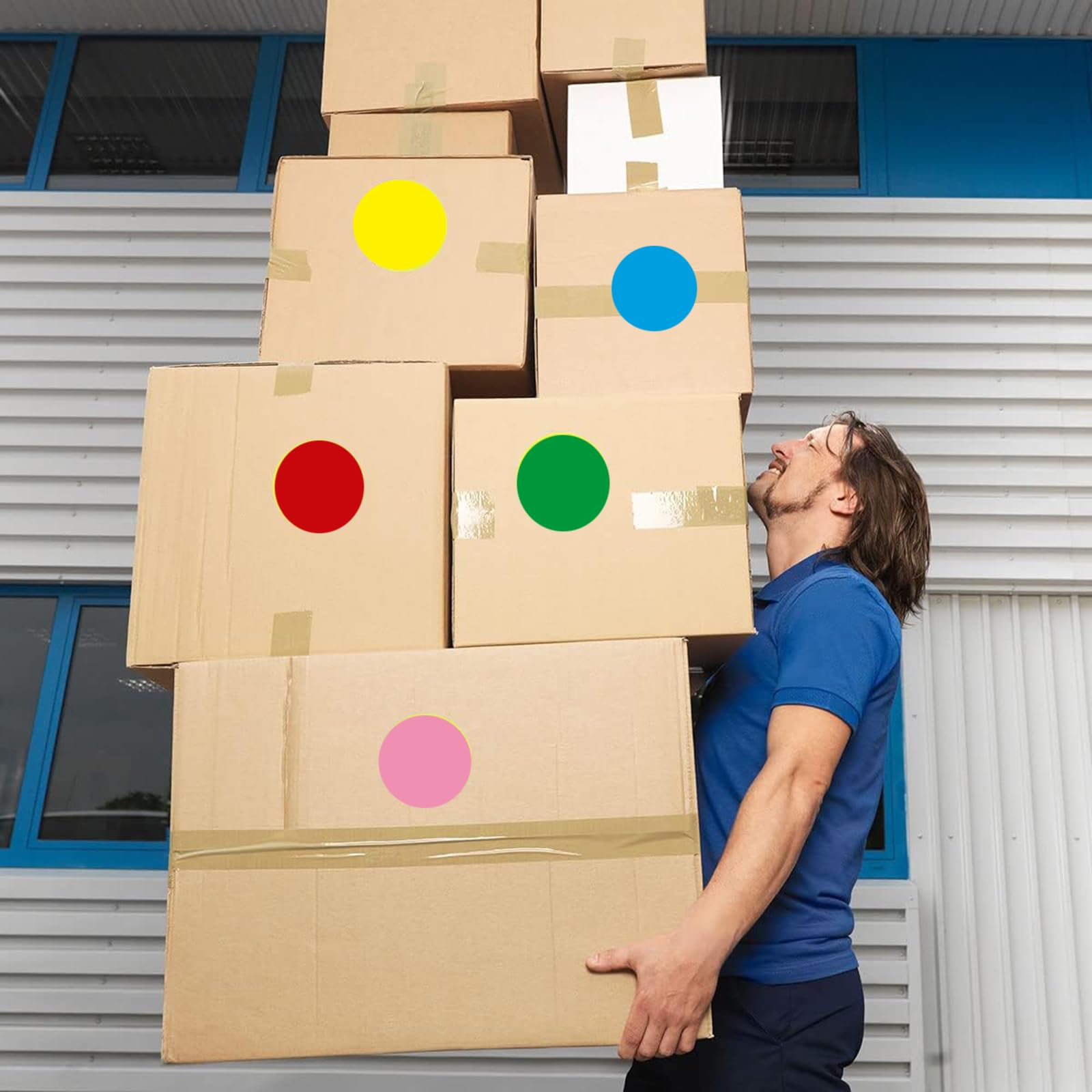 100 Stück 10,2 cm große, runde farbige bewegliche Etiketten, 5 Farben, bunte Punkte, beschreibbare Aufkleber, Organisationsmarkierungen für Kinderzimmer, Büro, Garage und