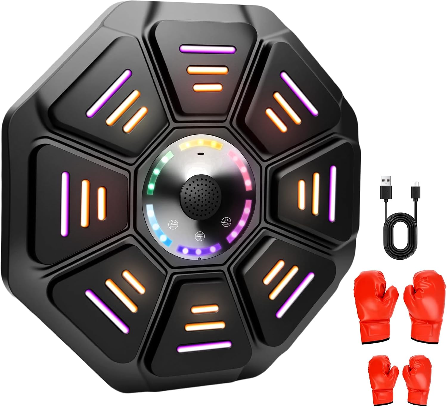 Music Boxing Machine with Bluetooth Connectivity and LED Display Ten Training Modes Nine Speed Adjustments Wall-Mounted Design Boxing Gloves Included Punching Bag Equipment for Adults and Kids