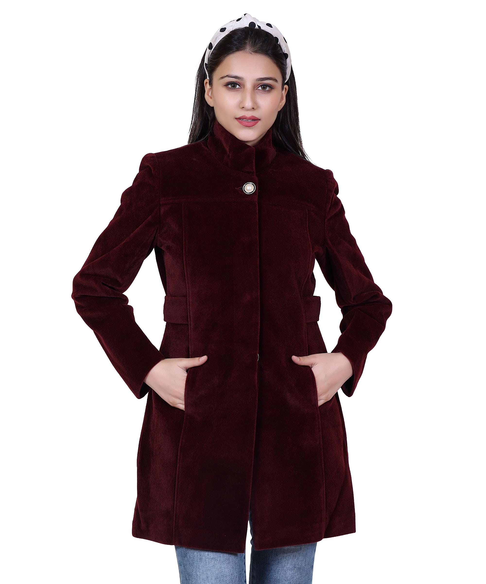 comfy sparrow Women's Wool Blend Standard Length High Collared Coat-picture-22