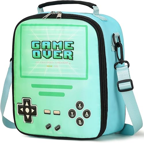 Lonchera con diseño de videojuegos para niños, con aislamiento térmico y luminosa, reutilizable, portátil, para niños y niñas, hielera para niños,