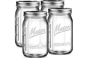 SEWANTA Wide Mouth Mason Jars 32 oz, 4 Pack
