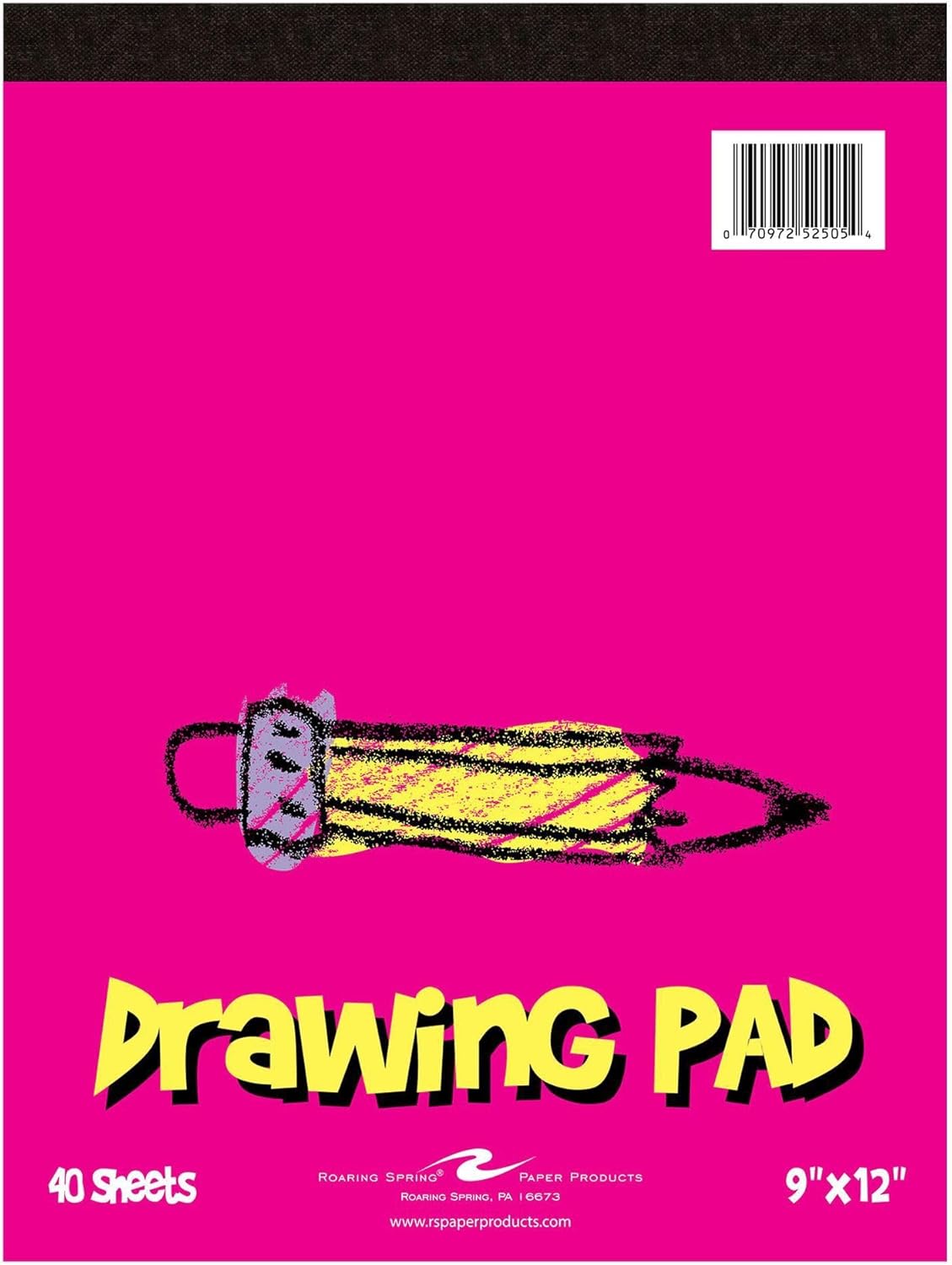 Roaring Spring Kids Drawing Paper Pad, 9" x 12", 40 Sheets of 50# Blank White Paper, Top Bound, for Drawings & Sketches in Ink, Marker, Crayon & Pencil (Pack of 12)