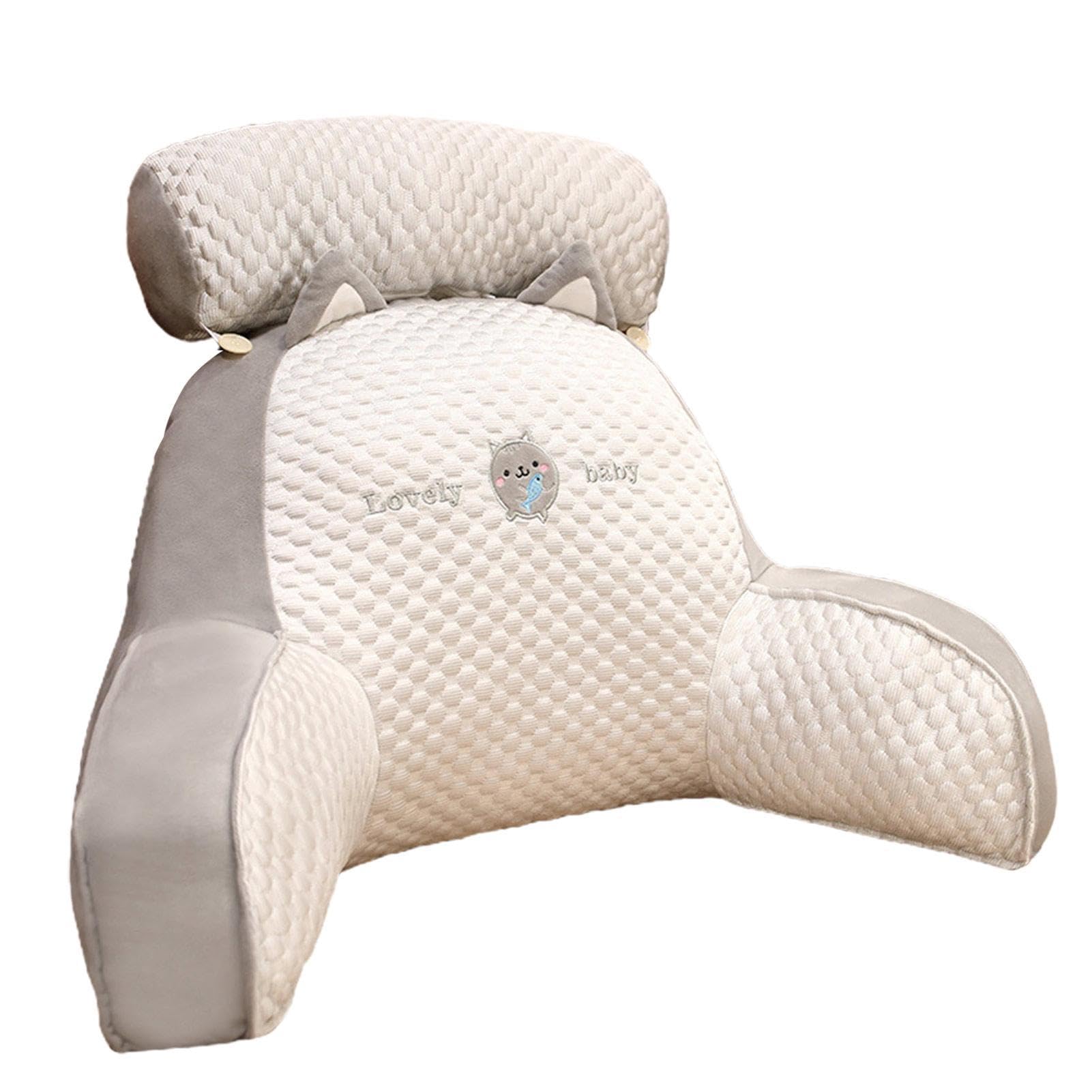 Cojín de lectura con cojín cervical extraíble y brazo de apoyo para sentarse en la cama, sofá o suelo, respaldo de cama, cojín de apoyo para la espalda, cojín para adultos, para leer y ver la