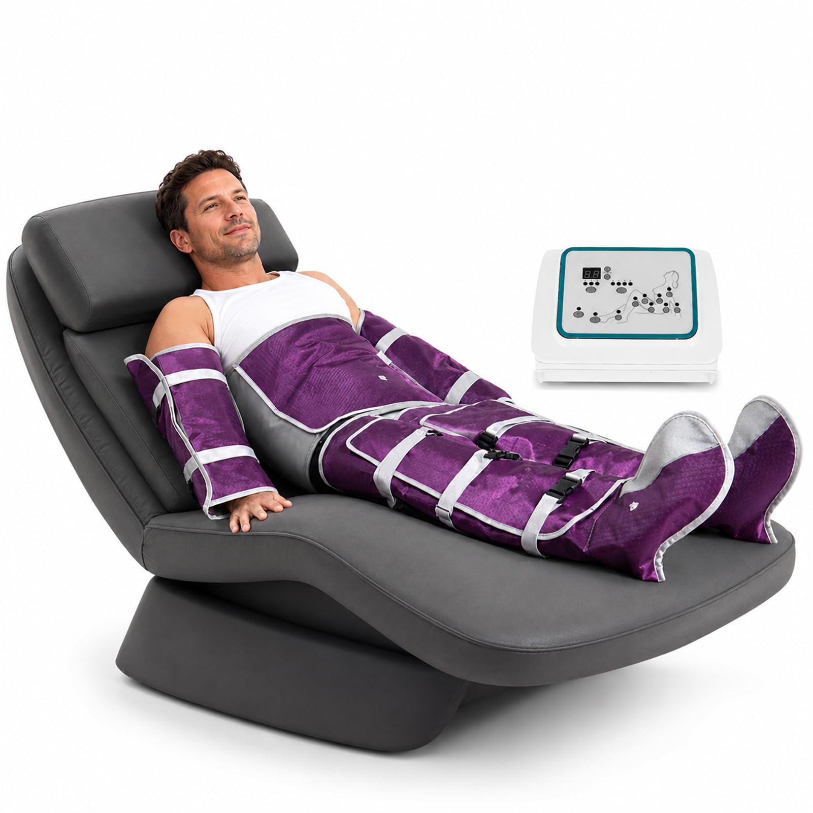 Pressoterapia Linfodrenaggio Professionale, Massaggiatore Gambe Casa | Gambali Compressione Per Massaggio Linfodrenante Di Gambe, Piedi E Addome Con Sistema Regolabile