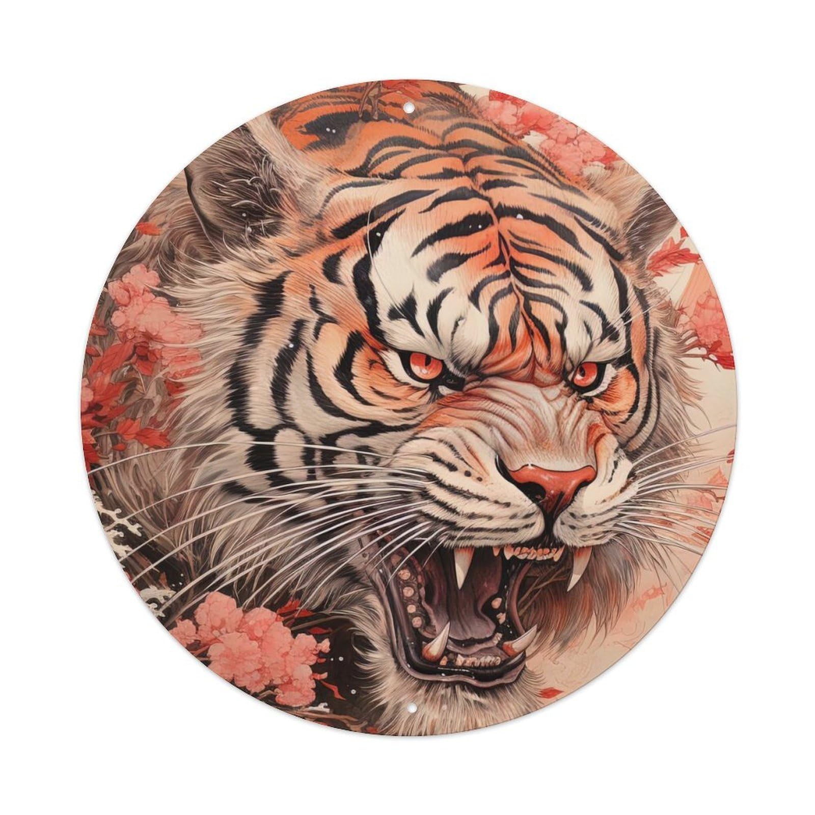 Tiger Roaring in The Waves Animal Artwork Vintage Metal Tin Sign Plaque Wall Decor for Cafe, Club Bar, Office, Garden Metal Poster 8x8Inch