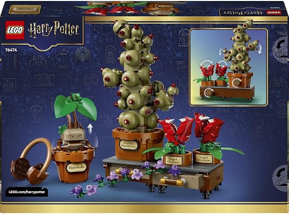 LEGO Harry Potter Hogwarts Bitkibilim Bitkileri 76474-12 Yaş ve Üzeri Çocuklar için Adamotu Dişli Sardunya ve Mimbulus Mimbletonia Yapay Bitkileri İçeren Oyuncak Yapım Seti, Hediye Fikri (817 Parça)