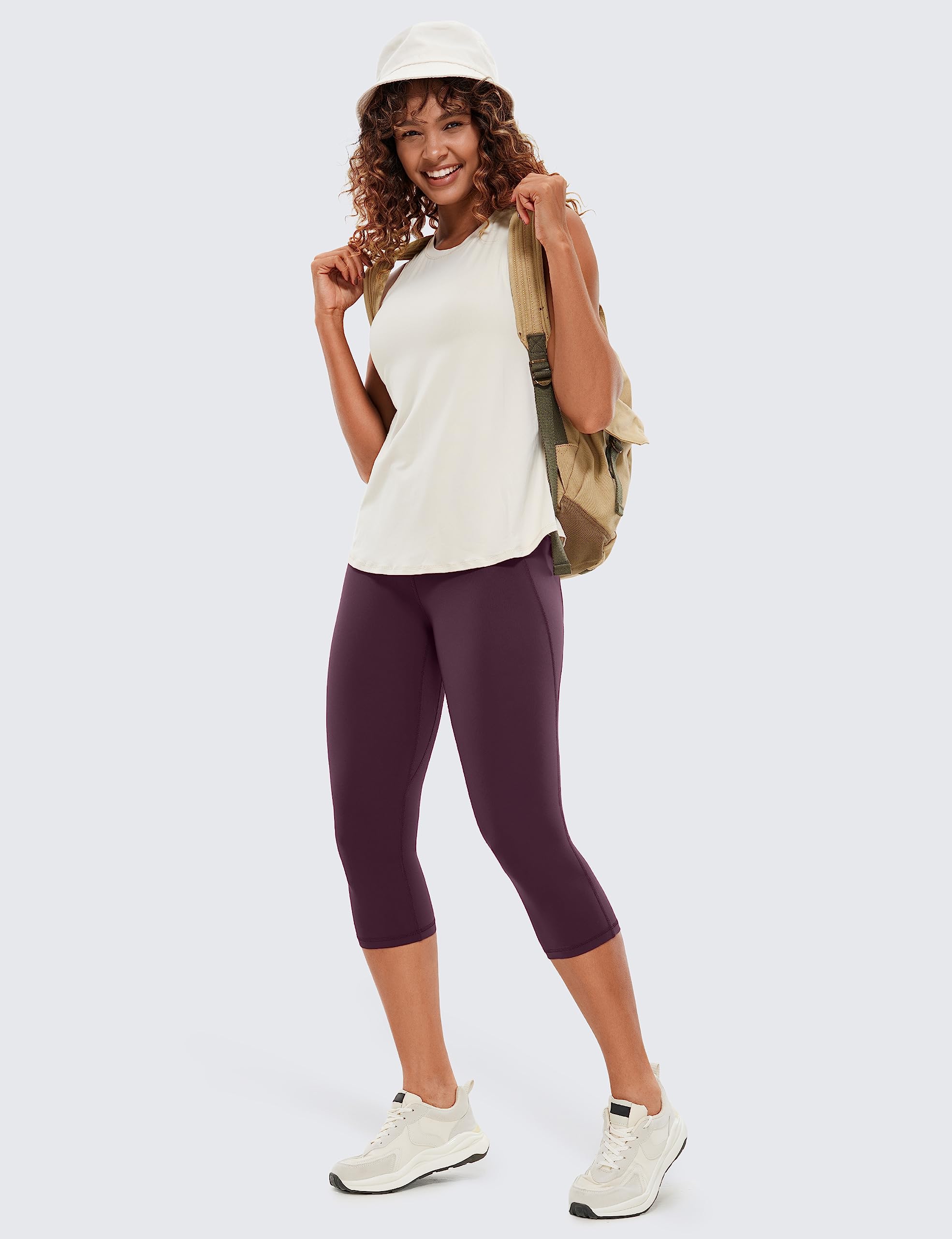 CRZ YOGA Femmes Butterluxe Leggings Capri Taille Haute avec Poches Entraînement Pantalon Yoga - 48cm/53cm