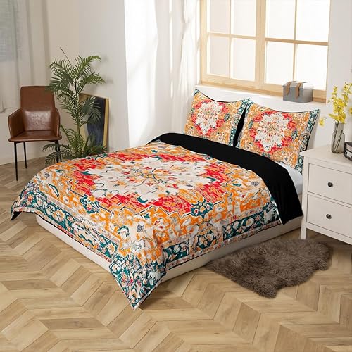 Miniatura 9 de Erosebridal Juego de funda de edredón floral exótica tamaño Queen, juego de ropa de cama bohemio, floral, persa, exótica, tribal, floral, abstracto,