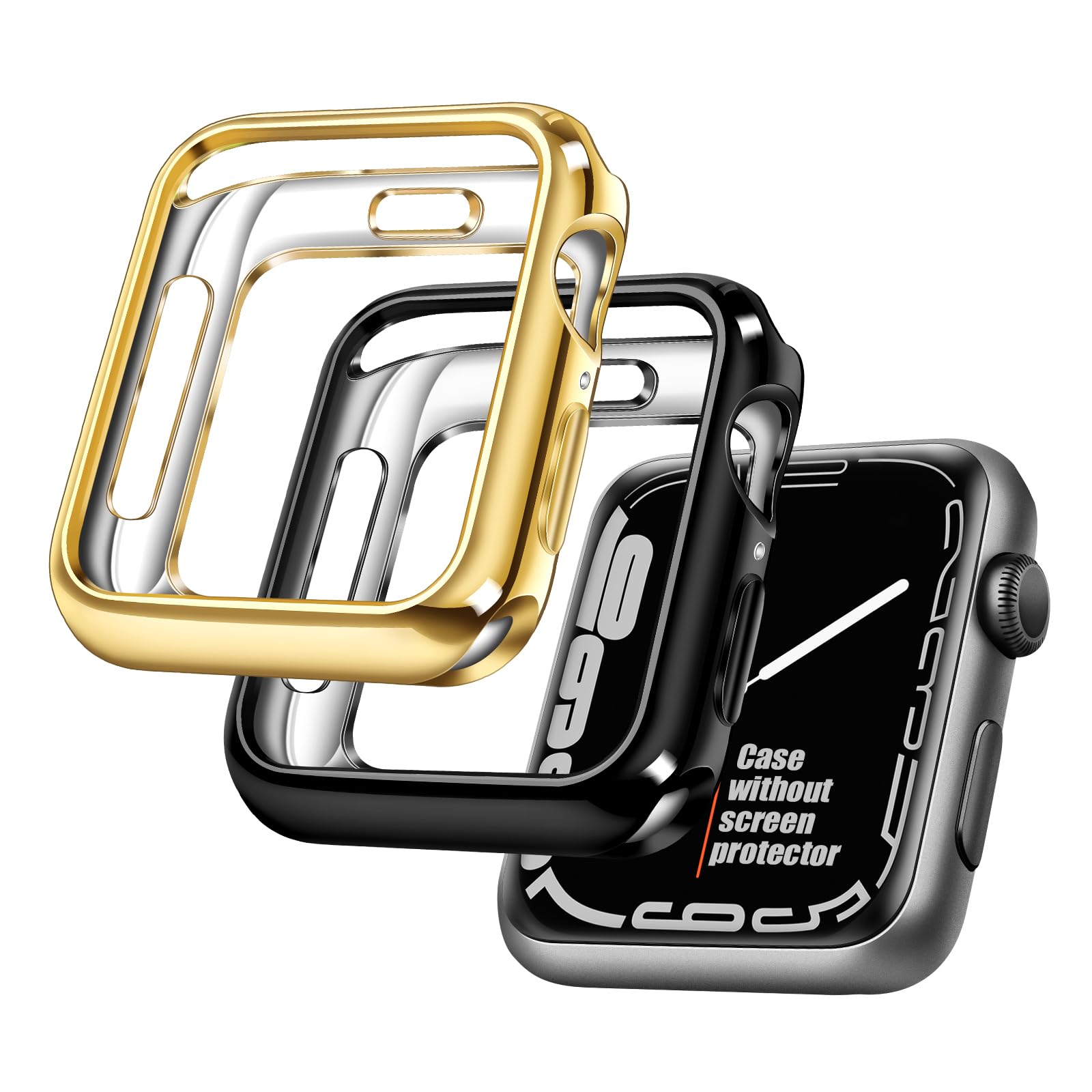 top4cus 40mm Case Soft Flexible Lightweight Anti-Scratch Overall Protective 40mm Iwatch Waterproof Cover Case Shiny Workout Shockproof Bumper Compatible with Apple Watch Series 6/SE/5/4 - Gold — view 28