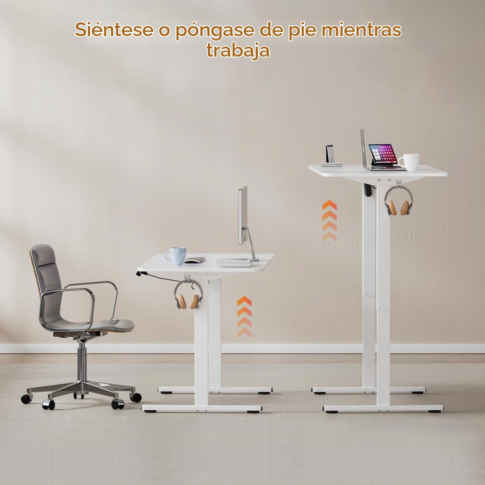 buybyroom Patas Escritorio Elevable, Estructura Mesa Elevable sin Interfaz de Escritorio, con Acero de Alta Resistencia, con USB y Panel Inteligente de Memoria (Sin Panel de Escritorio)