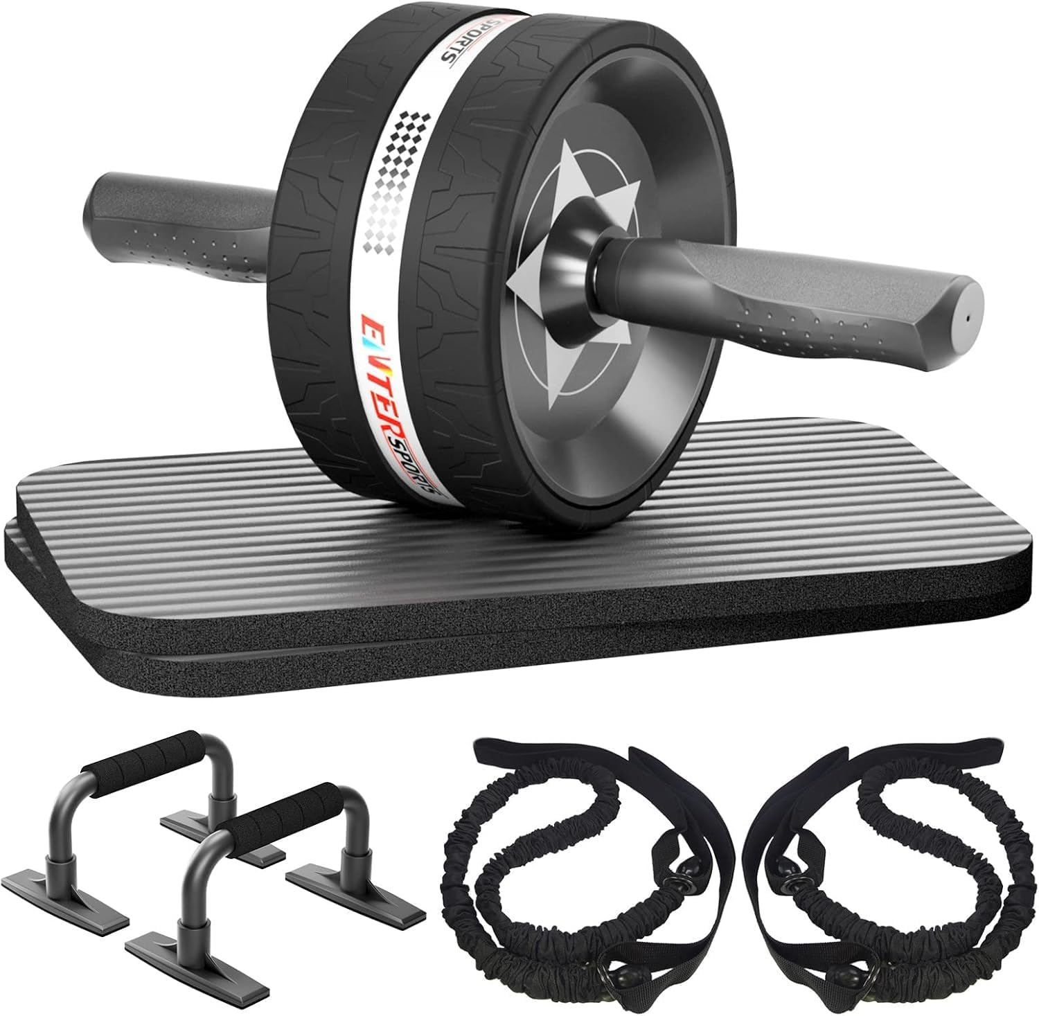 EnterSports Ab Rollers, Ab Trainer for Home with Two Knee Mats, Ab Wheel for Abdominal Muscle Training, Ab Exercise Wheels, Suitable for Beginners, Advanced and Professionals