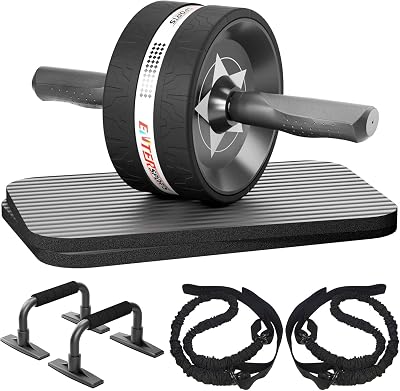 EnterSports Ab Rollers, Ab Trainer for Home with Two Knee Mats, Ab Wheel for Abdominal Muscle Training, Ab Exercise Wheels, Suitable for Beginners, Advanced and Professionals