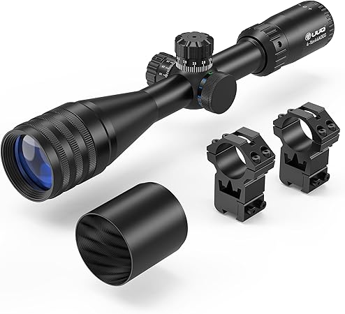 UUQ 4-16X44AO Rifle Scope Fits 11mm /20mm Mounts, for Hunting with Locking Turret Sunshade,SFP,R/G/B Illumination,Crosshairs Reticle,Front Parallax Adjustment,-Long Range Optics
