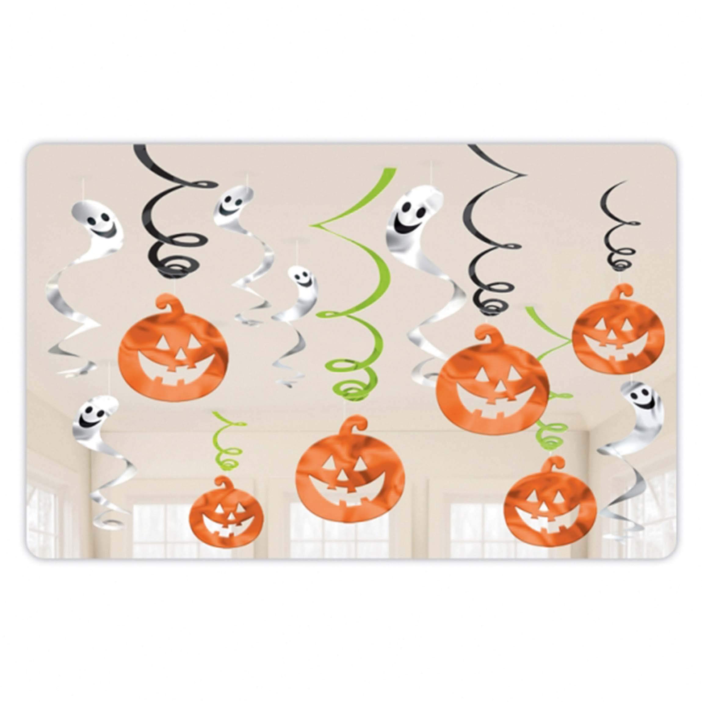 Amscan 670460 Pumpkins & Ghosts Swirl Hanging Decoration-12 Pcs