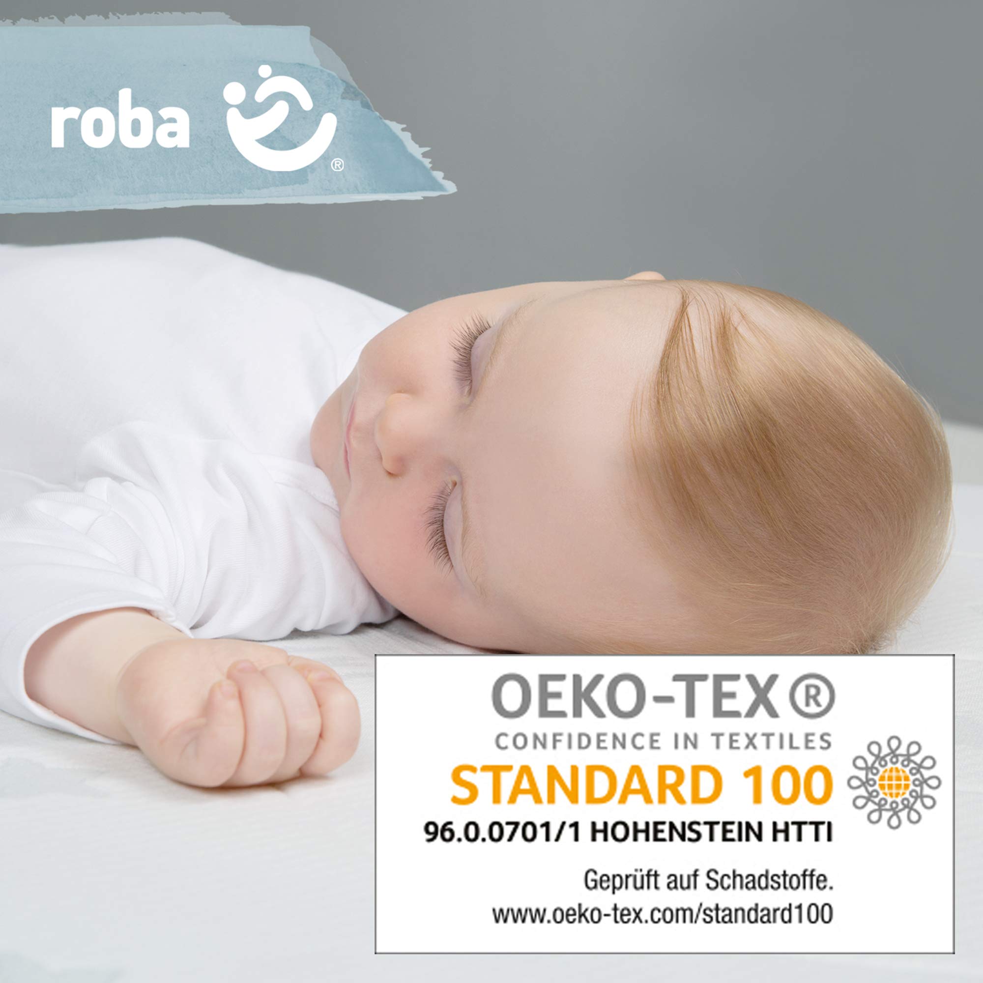 roba Materasso per Box safe asleep Air, Rettangolare, 75 x 100 cm, Rivestimento in Jacquard, Imbottito, Sfoderabile e Lavabile, con Zip, Bianco