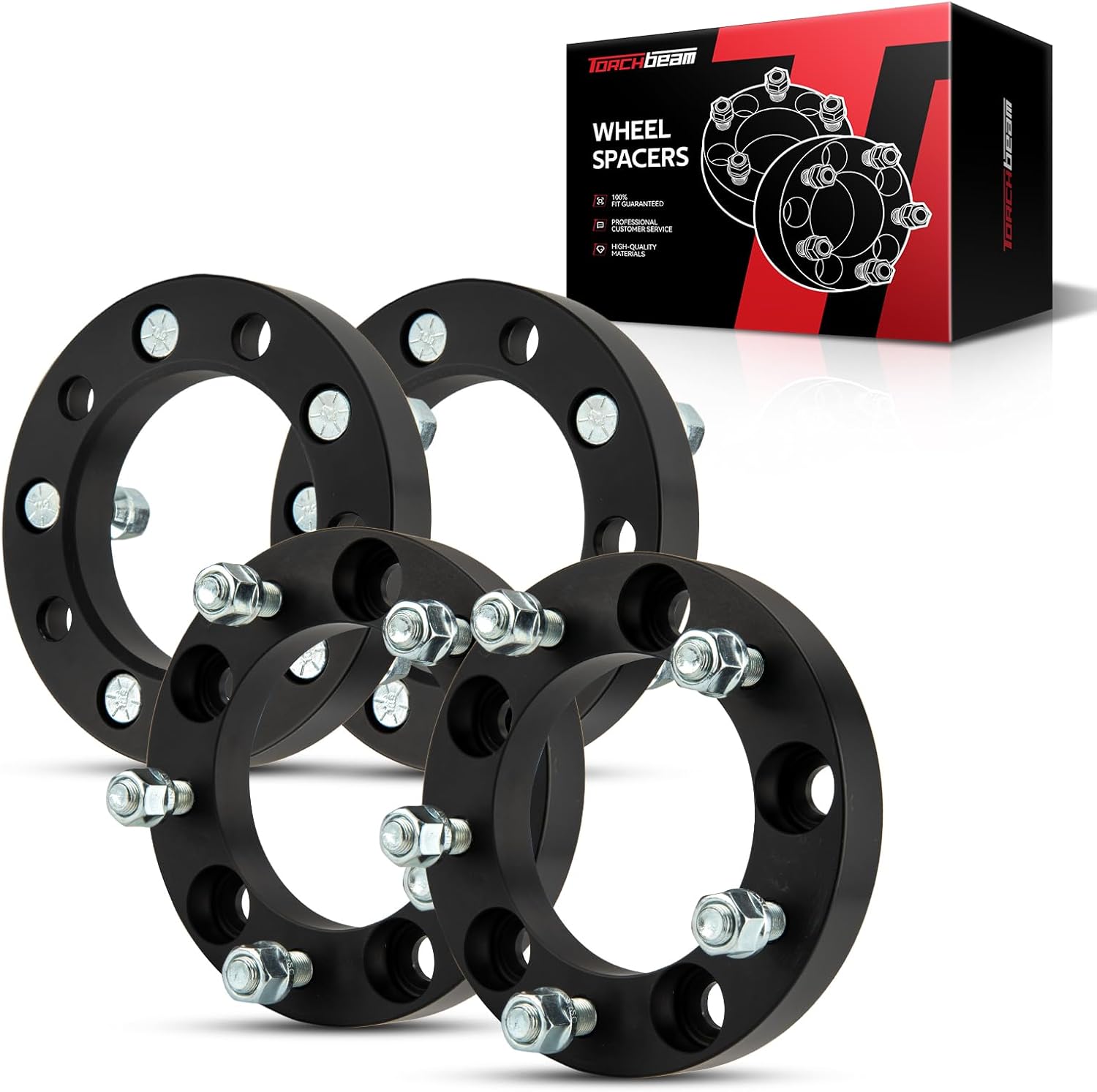 Torchbeam 5x100mm to 5x114.3mm Wheel Adapters 1 inch, M12x1.5 Thread Pitch, 64.1mm Hub Bore - for Corolla, Prius, PT Cruiser, Matrix, tC, Vibe, Prius Prime, Cavalier, Neon, Change Bolt Partern, 4Pcs