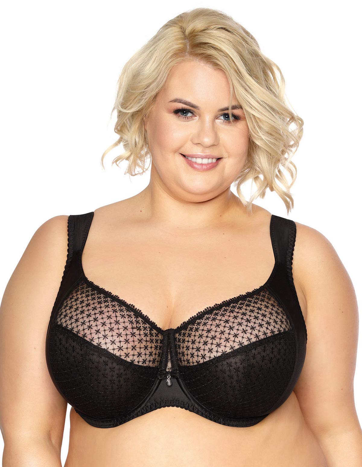 Gaia Reggiseno Non Imbottito Classico con Ricami 874M Samira Maxi, Nero,9D
