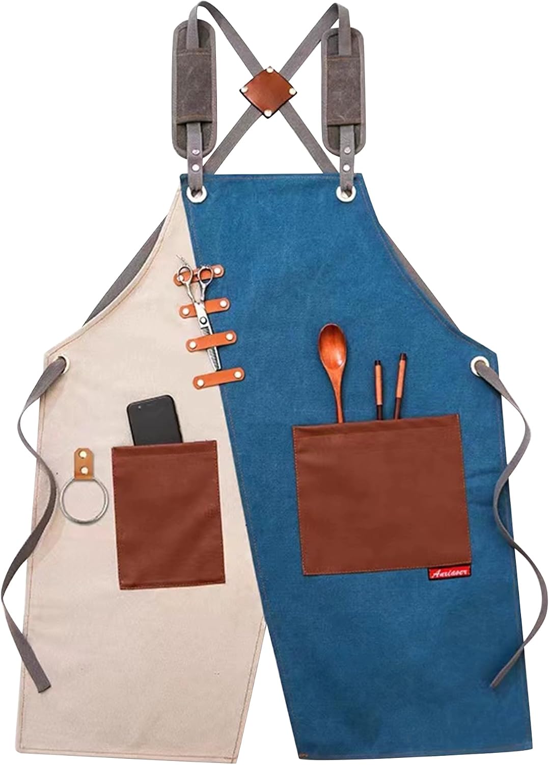 Retro Canvas Pottery Apron Waterproof Split Leg fo...