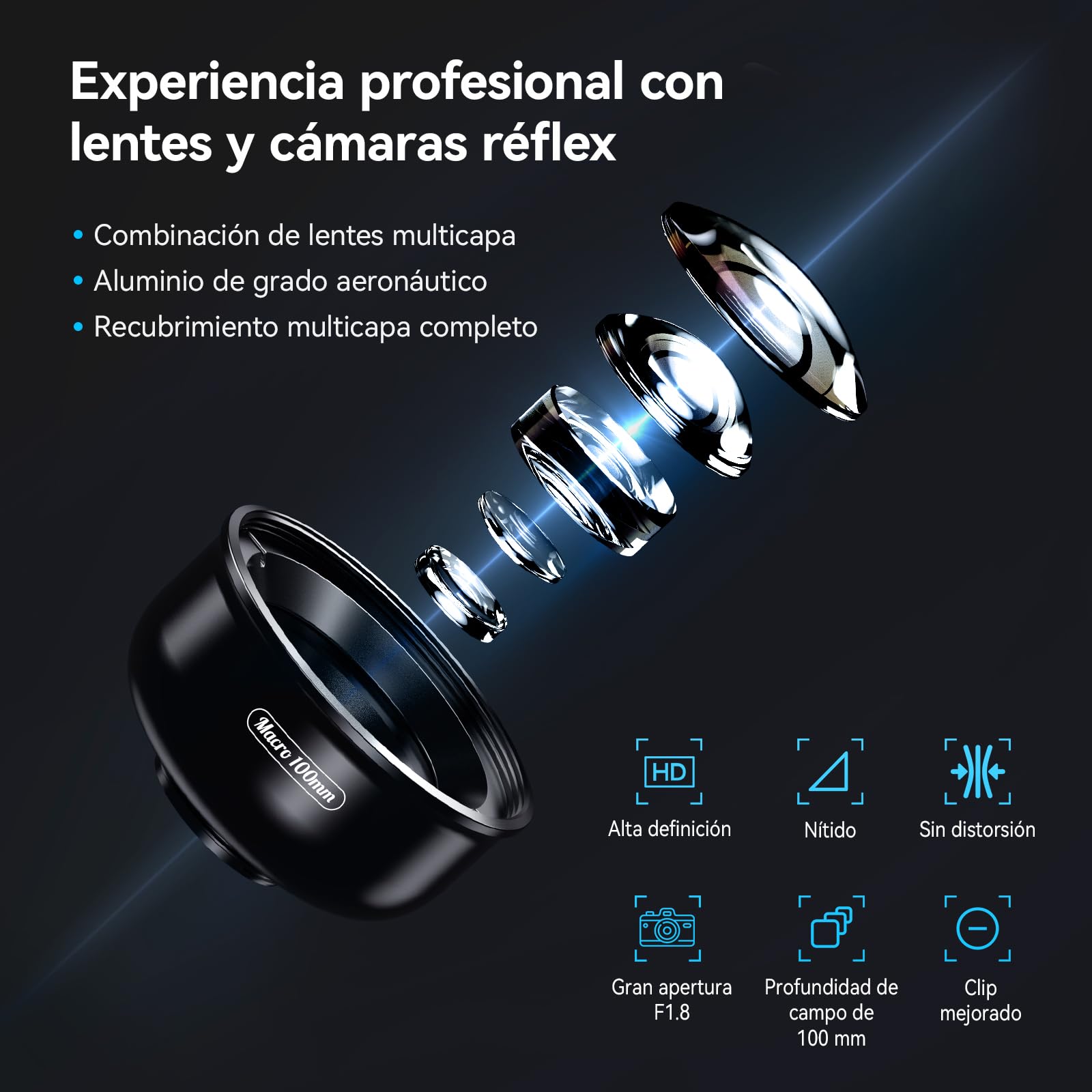 APEXEL Lentes para Móviles Cámara para Teléfono Kit,Lente Macro para movil Smartephone Android iOS Universal iPhone Samsung Galaxy Xiaomi Oneplus Casi Todos los teléfonos celulares