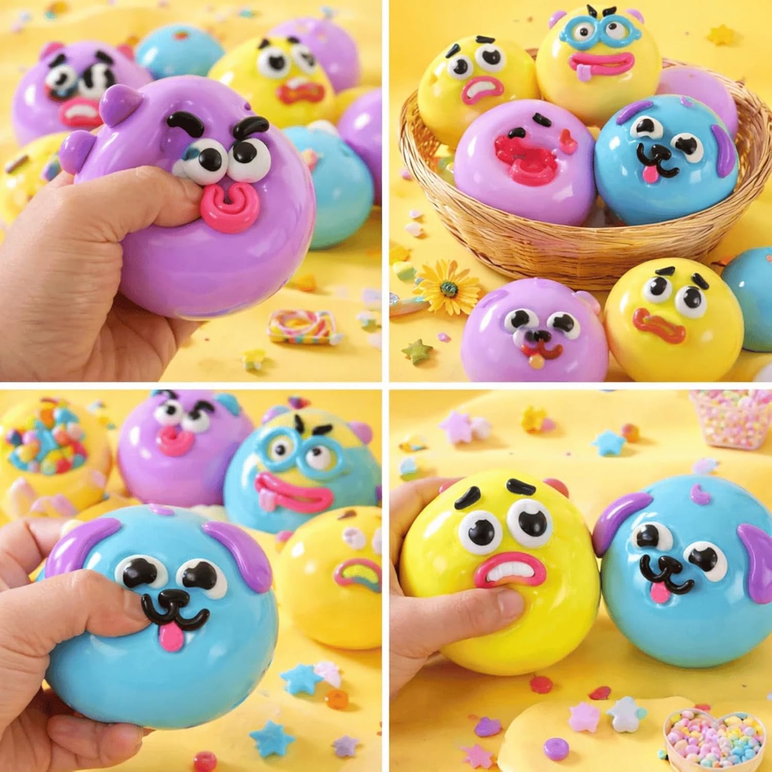 Smushers Squishy, Curiosities Dog Face Swap Squishy, Quirky Expression Face-Changing Soft Squeeze Fidget, Cute Sensory Stress Relief Animal Desk Accessory for Adults (All)