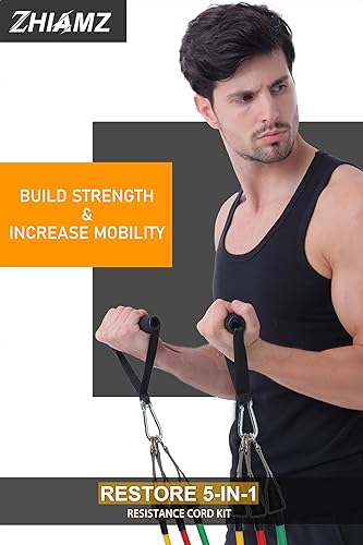 Miniatura 6 de Resistance Bands with Handles, Single Resistance Bands, Exercise Bands with Handles, for Resistance Training, Physical Therapy, Home Workouts,