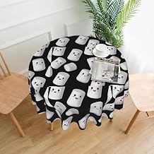 Cute Marshmallows Prints Round Decorative Throw 60in Stylish Table Cover for Dining, Parties & Outdoor Events