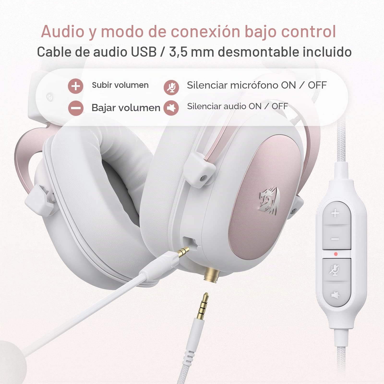 Redragon H510 Cascos Cable 7.1 53mm Multiplataforma | cascos gaming cable sonido envolvente 7.1 almohadillas viscoelásticas drivers 53mm micro desmontable PC PS4 Xbox
