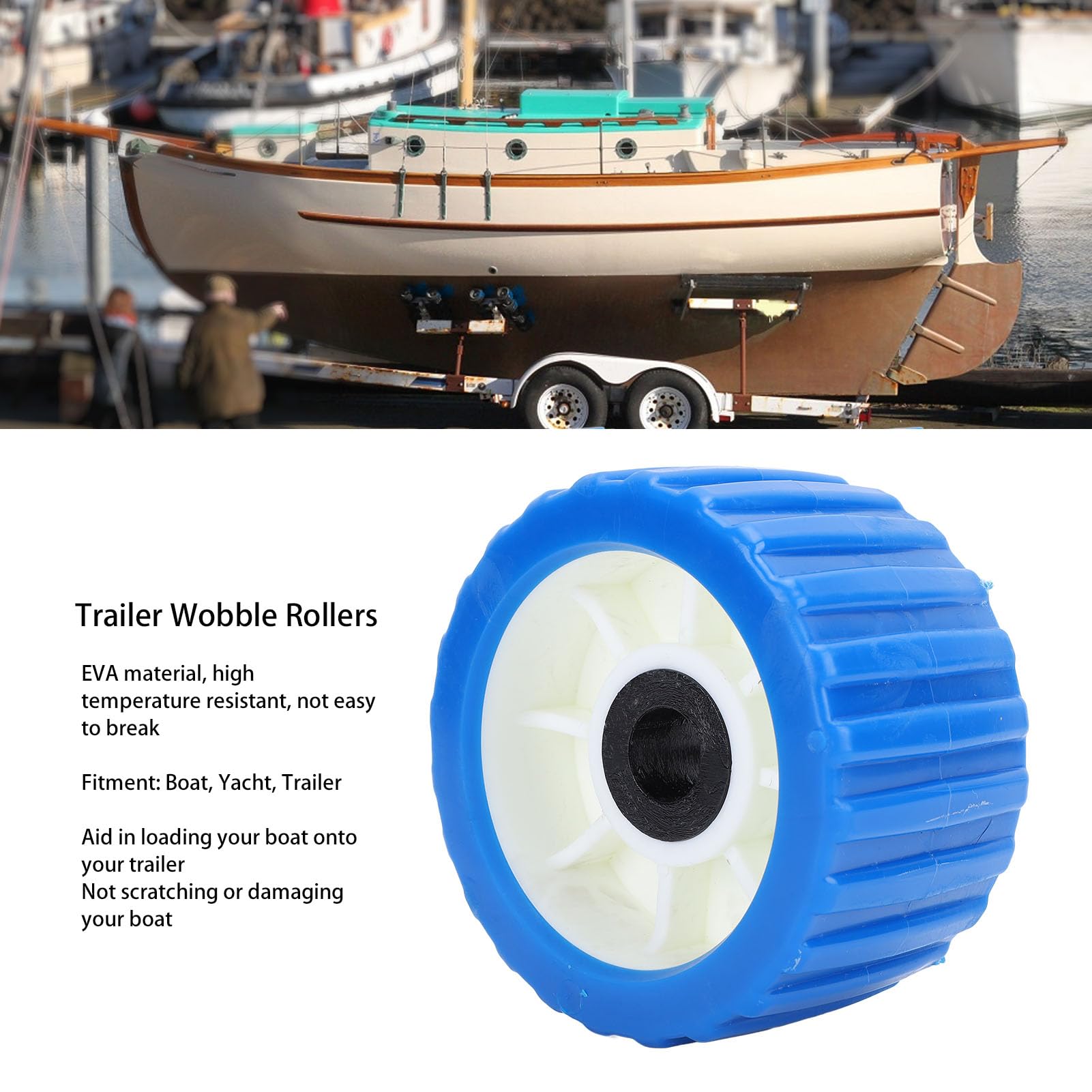4Pcs Boat Wobble Roller Marine Ribbed Roller Trailer Roller 5in Diameter EVA Material High Temp Proof for Boat Yacht Trailer