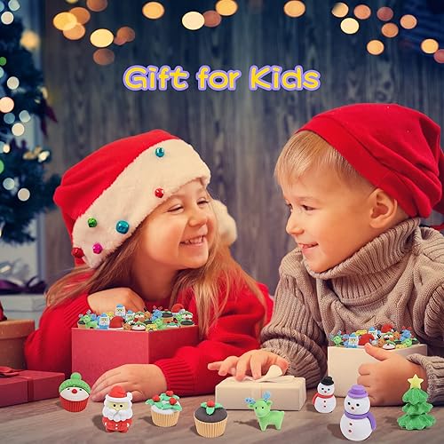 Miniatura 6 de Kleeblatt Borradores de Navidad ensamblables 3D, 45 unidades, Papá Noel, reno, muñeco de nieve, árbol de Navidad, regalos creativos para niños