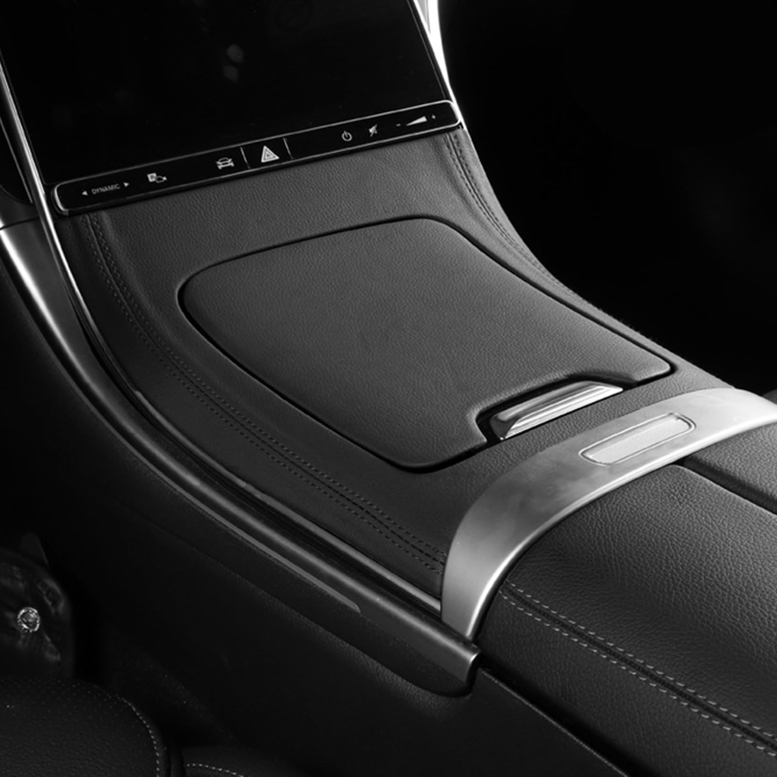 Adhesivo de Cuero para Panel de Consola Central Kit de cubierta de Decoración para Mercedes-Benz GLC Class X254 GLC260 GLC300 GLC300e AMG GLC 43 Coupe 2023 2024 Interiores Accesorios(Black)