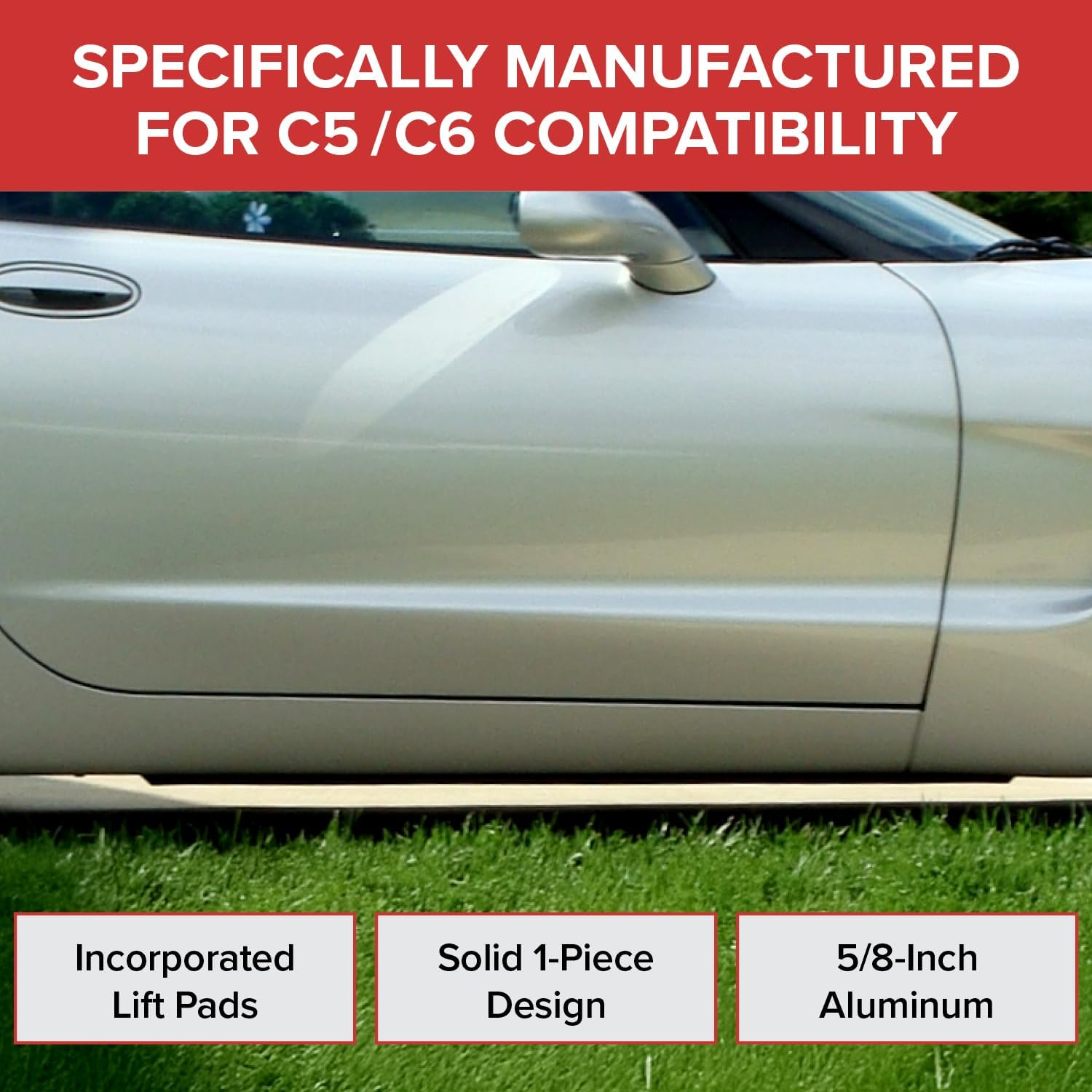 Elite Engineering Aluminum Frame Rails and MTG Screws - Compatible with Chevrolet Corvette C5 / C6 - Black - Pack of 2