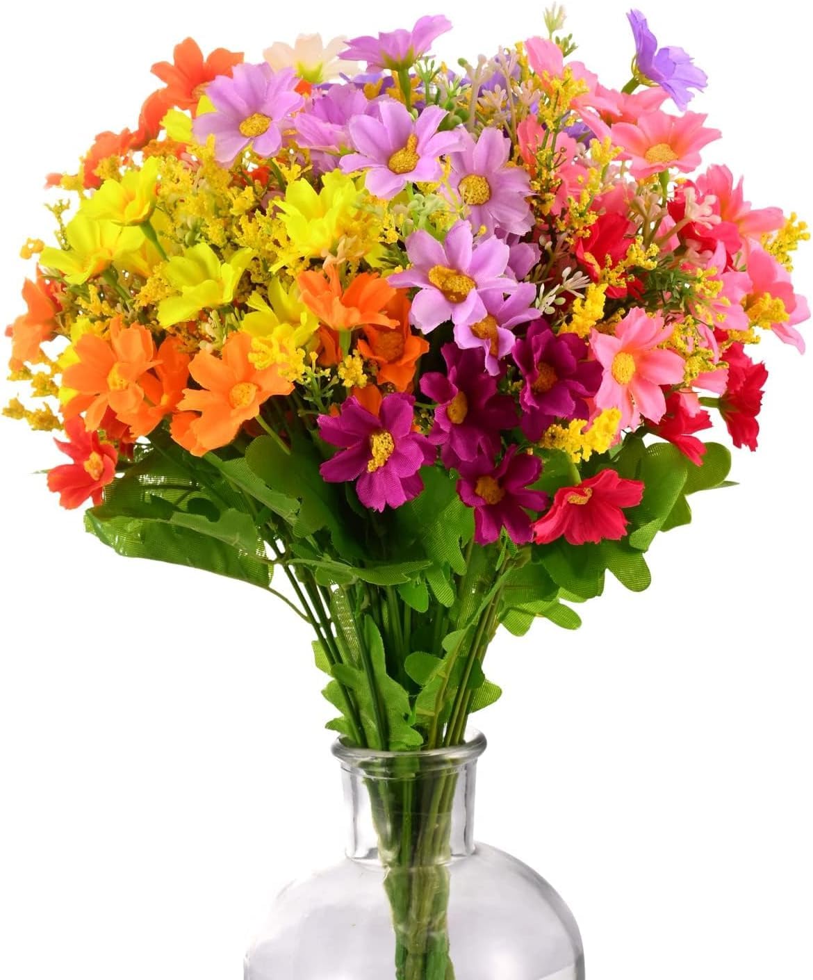 Artificial Fake Silk Flowers 6 Bundles of 6 Colors Outdoor UV Resistant Greenery Shrubs Plants Indoor Outside Hanging Planter Home Garden Decorating