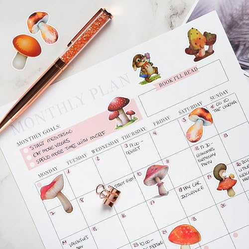 Miniatura 6 de 60 calcomanías de hongos, calcomanías transparentes de hongos con temática de naturaleza, impermeables, lindas calcomanías de decoración de hongos