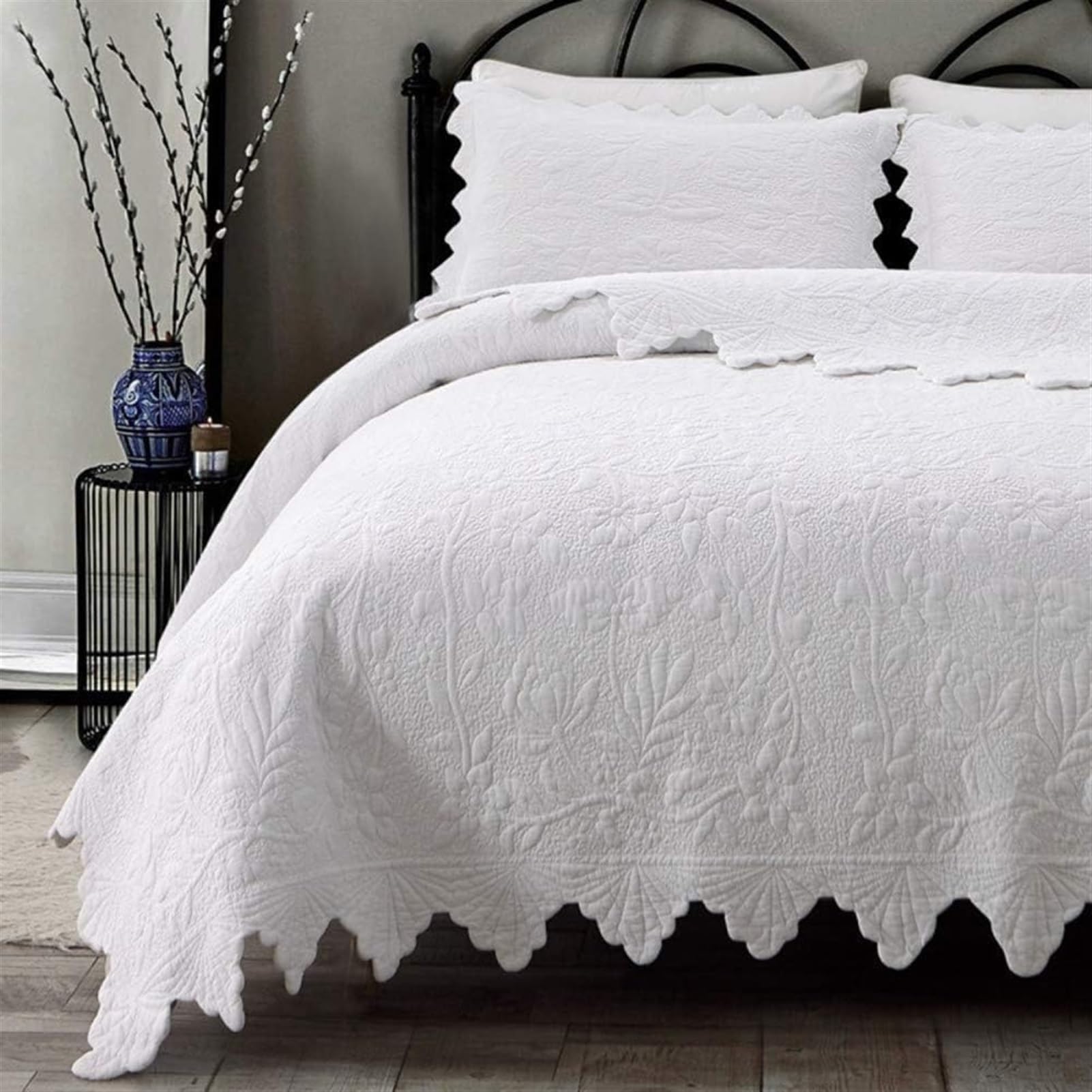 Couvre-lit King Size en coton gaufré gris pour sublimer l'ambiance de votre chambre
