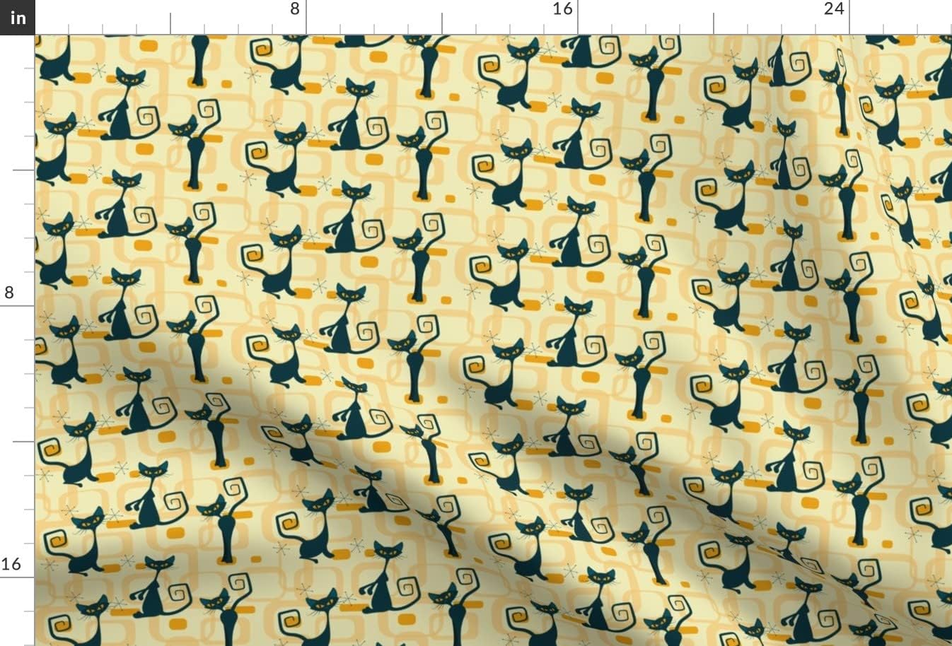 Spoonflower Fabric - Atomic Cats Mid Century Modern Kitty Retro Cat Vintage 1950S Printed on Minky Fabric by The Yard - Sewing Baby Blankets Quilt Backing Plush