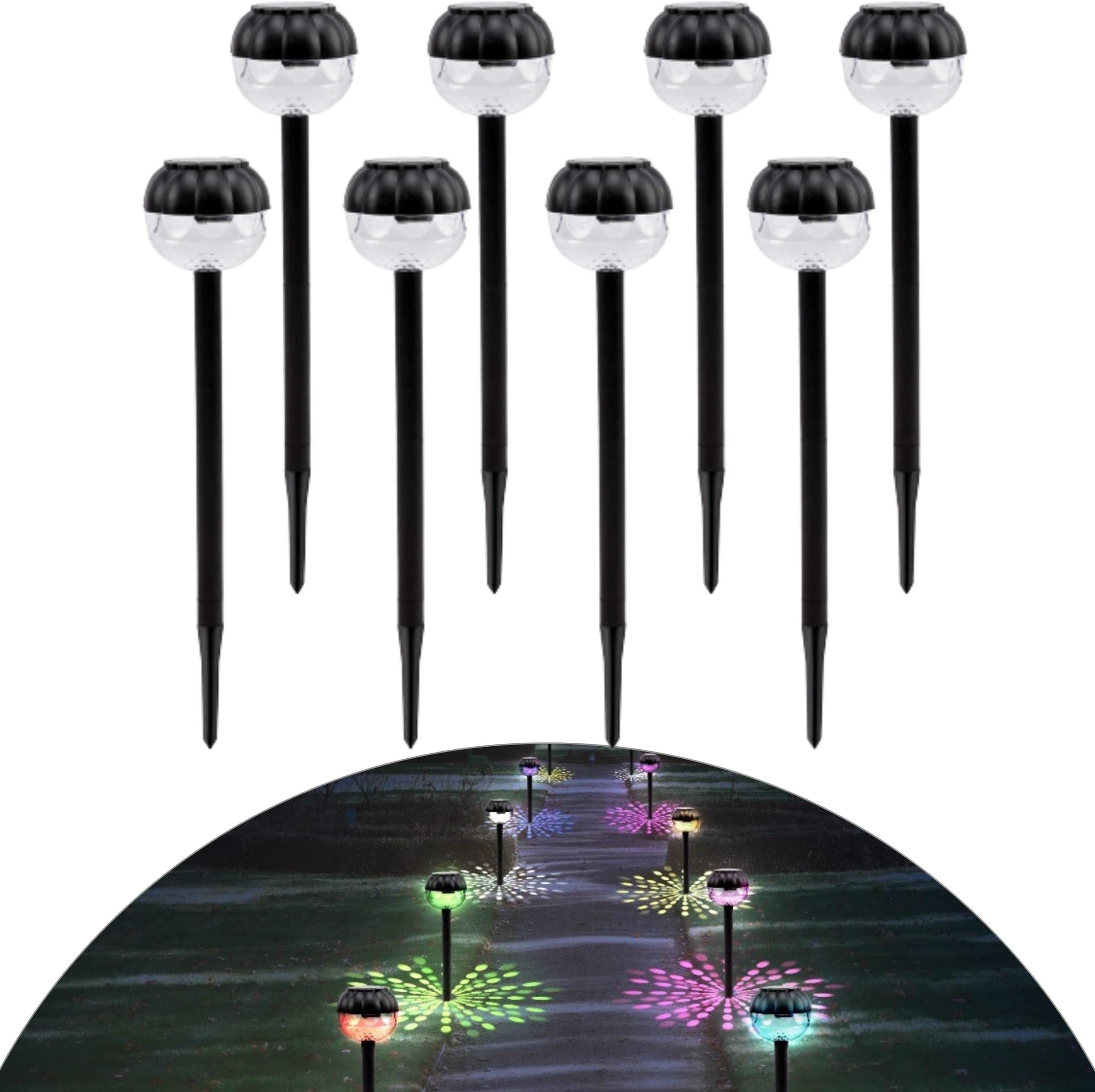 Homehop Solar Light Outdoor LED Decorative Waterproof Automatic Wireless Bollard Ground Lamp for Pathway, Home Garden Driveway Lawn (ABS, 7 Multicolor Mode)