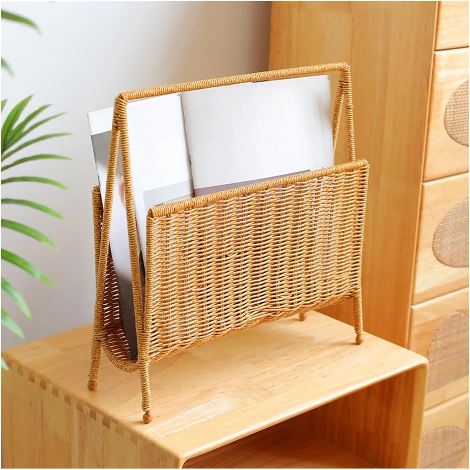 新聞バスケット プレミアムマガジンラック 新聞ホルダー メタルサポート 多機能 35x6x36cm (Colora)