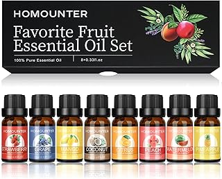 Fruit Essential Oil for Diffusers Natural Fruity Fragrance Oil for Candle & Soap Making - Grape, Citrus and More Diffuser Oils Scents for Home, Summer Aromatherapy Oils Set - 8 Pack, 10ML