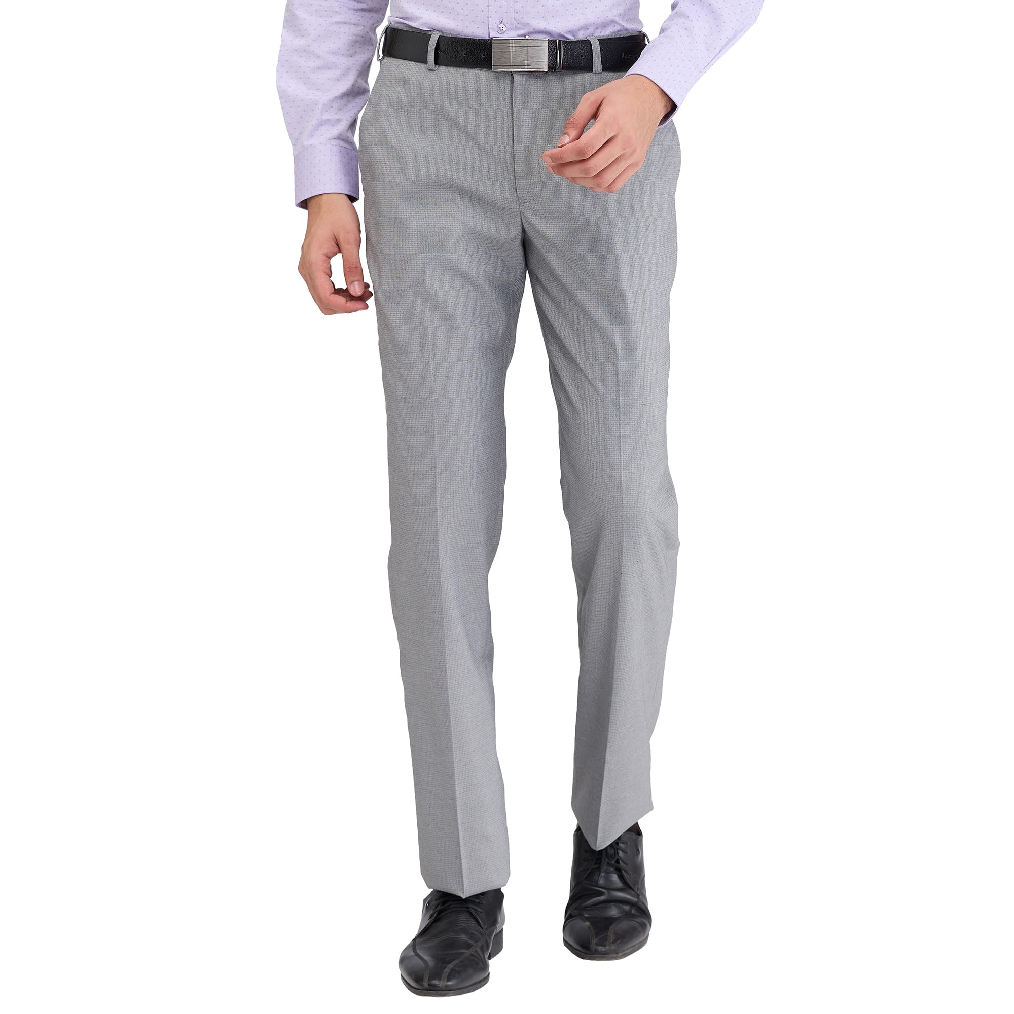 park avenue Men's Regular Fit Mid Rise Structure Pattern Poly Viscose Blend Flat Front Formal Trouser-picture-20