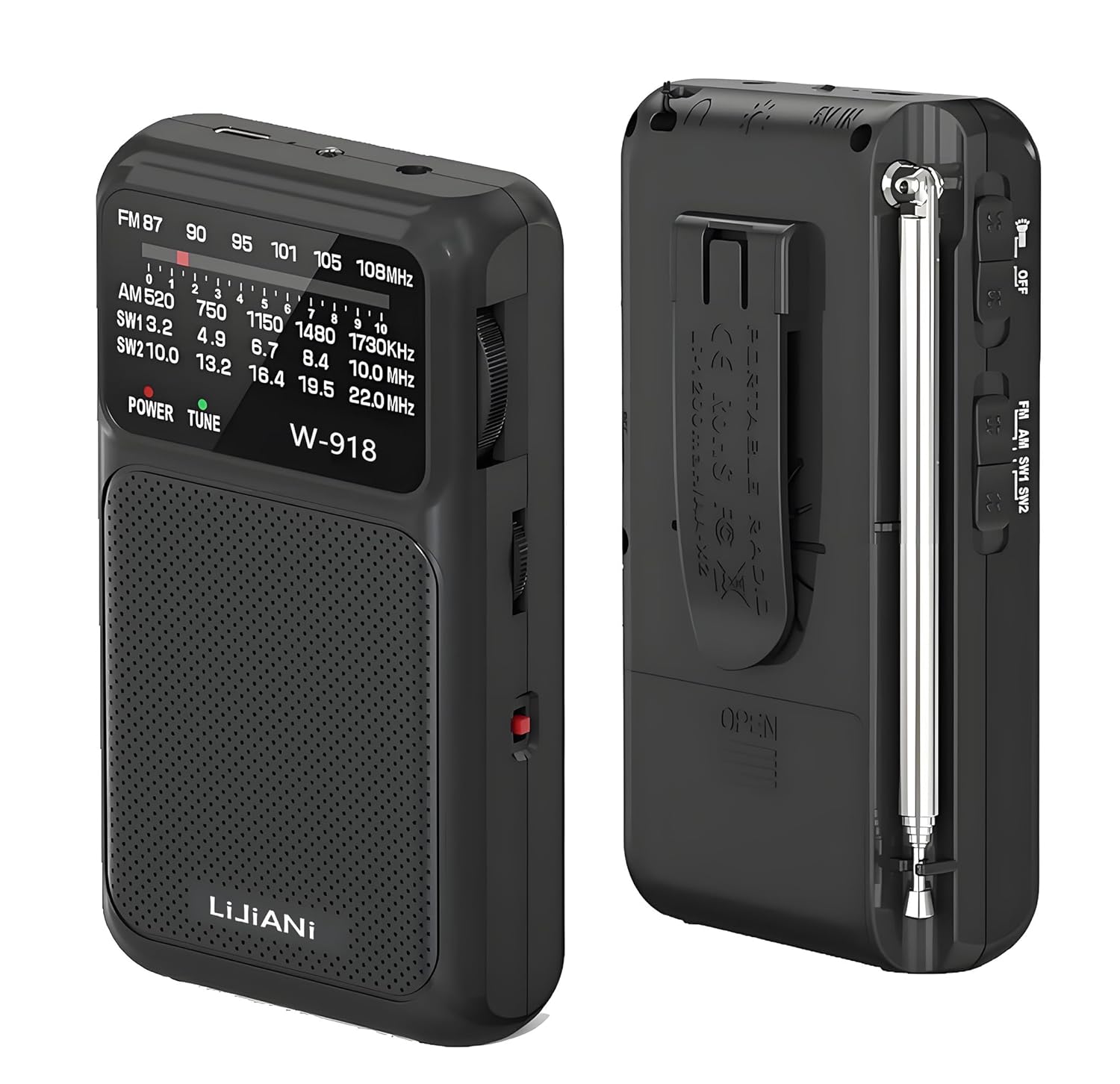 Portable Radio AM FM with USB Charging and AA Battery Operated Transistor Radio Strong Reception Clear Speaker Headphone