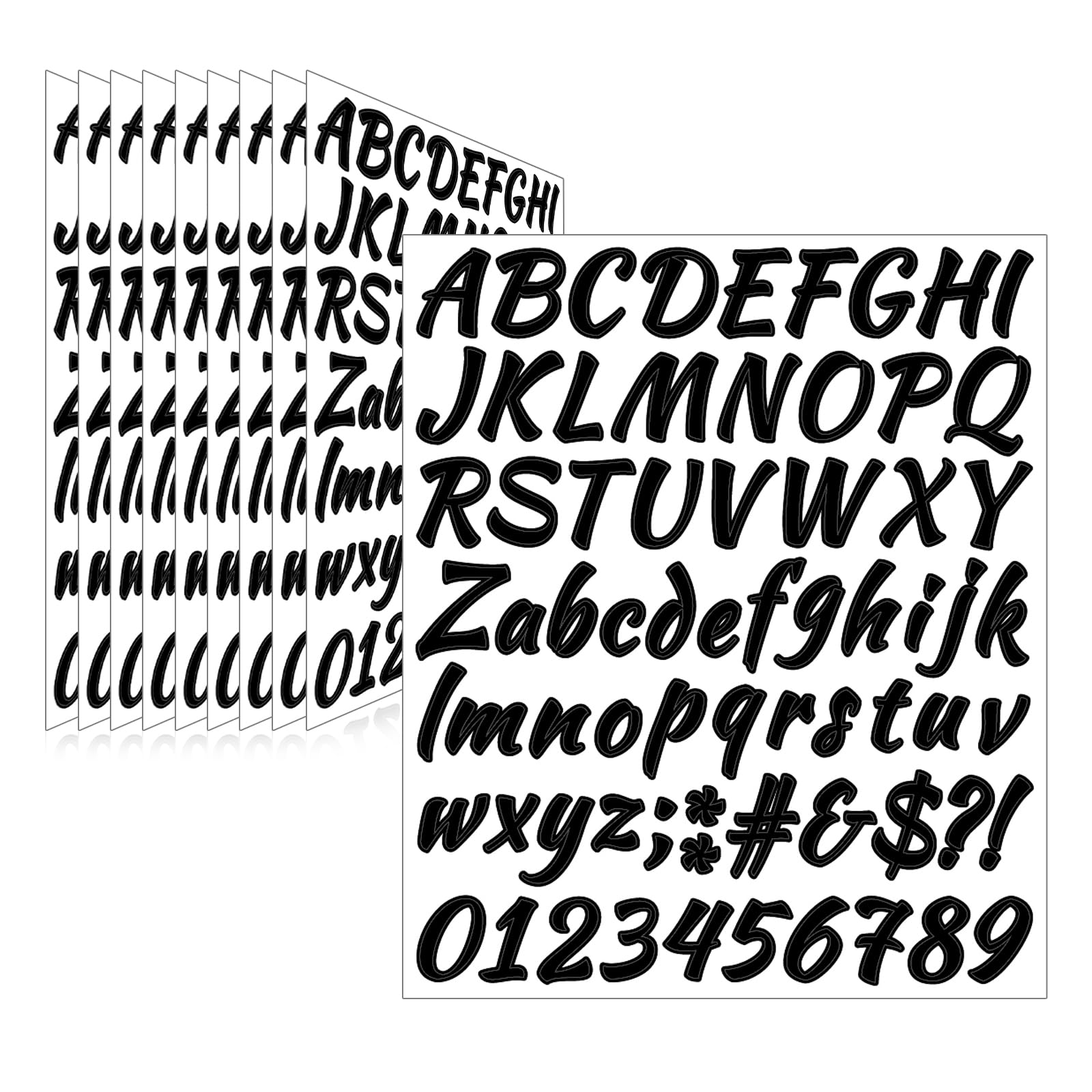 Llewyn 710 Pcs 10 Sheets Letter Stickers,Self Adhesive Waterproof 1 Inch Mailbox Numbers Vinyl Stickers,Alphabet Decals for Water Bottle,Window,Door,