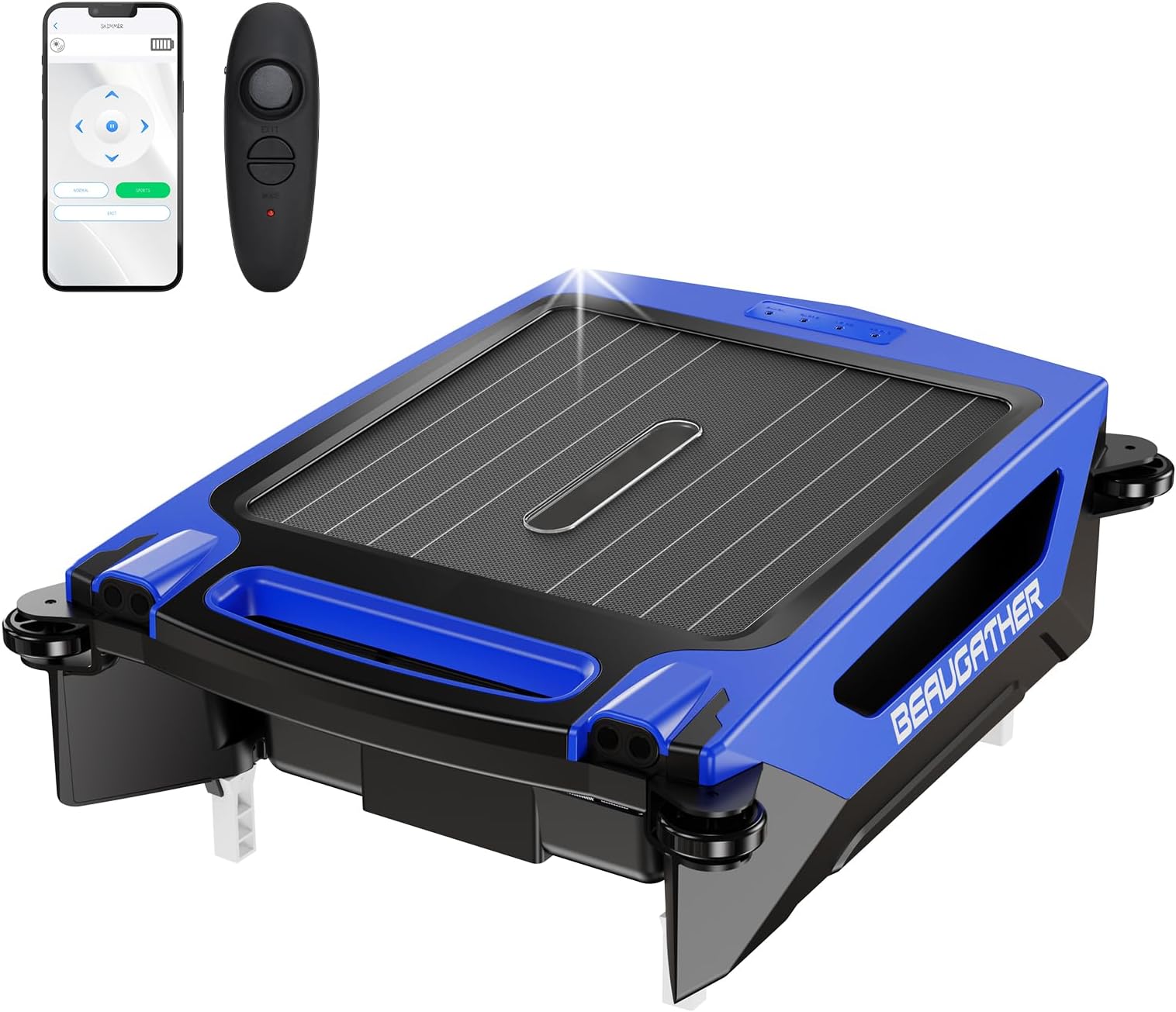 2025 Upgrated Large Solar Pool Cleaner Robot with Remote & APP Control, Pool Skimmer with Dual Charging Modes, Automatic Pool Cleaner with Salt Resistant Durable Motor