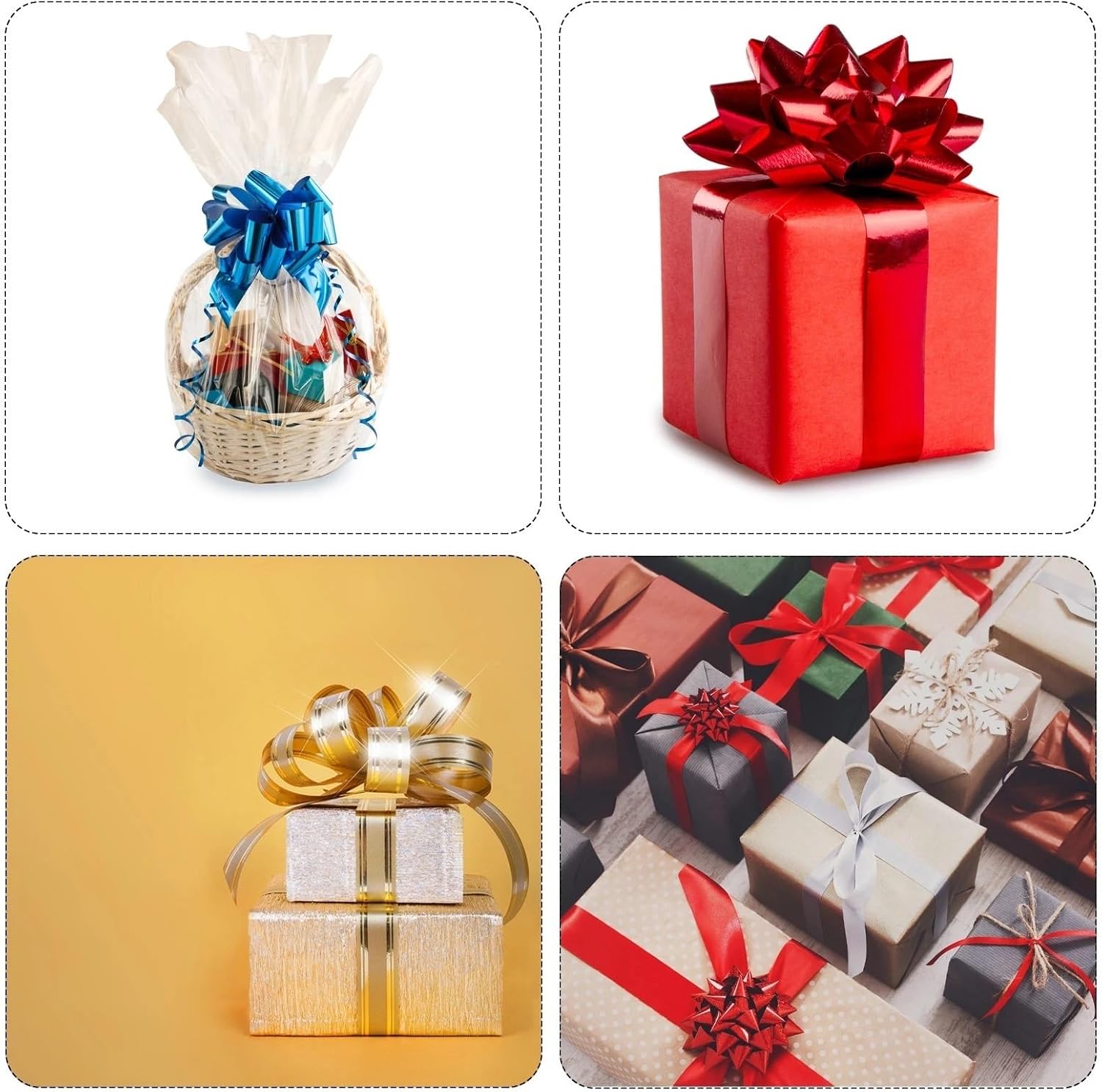 Pull Bows for Gift Baskets 18Inch Large Pull Bow Christmas Metallic Ribbon Pink