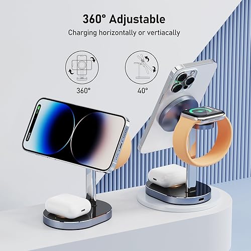 Miniatura 3 de Estación de carga 3 en 1 para iPhone, cargador inalámbrico S25 para iPhone 15, 14, 13, 12, 11 X Pro Max, AirPods 2 y 3 y Pro, soporte de carga para